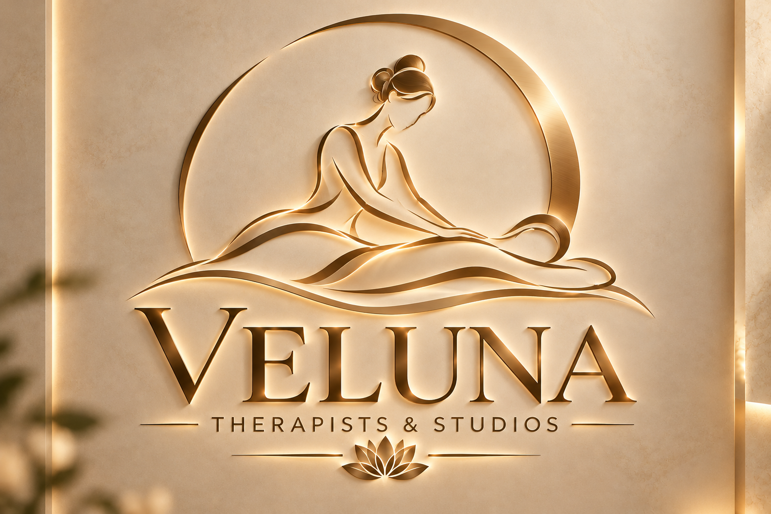 VELUNA Therapists & Studios gold massage logo